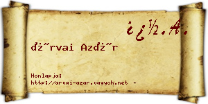Árvai Azár névjegykártya